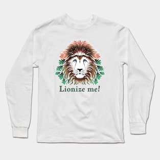 Lionize Me! - Lion Head With Oak Leaves Long Sleeve T-Shirt